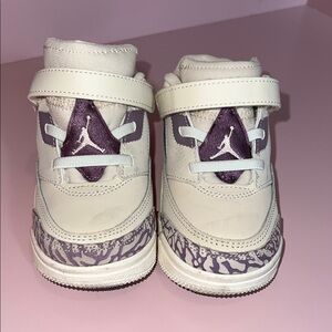 Jordan Kids White and Purple Elephant-Print Sneakers
